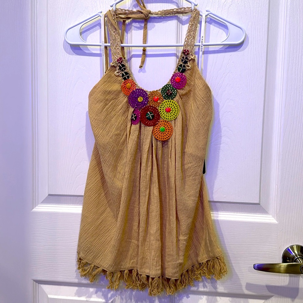 NWT Rampage Small Halter Top Sand Stone Color 100% Cotton Sexy and Comfy Size S